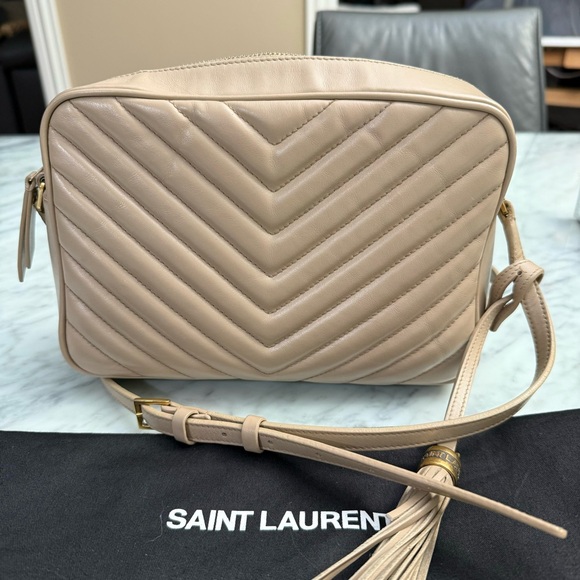 SAINT LAURENT Calfskin Matelasse Monogram Lou Camera Bag Dark Beige - Picture 15 of 15